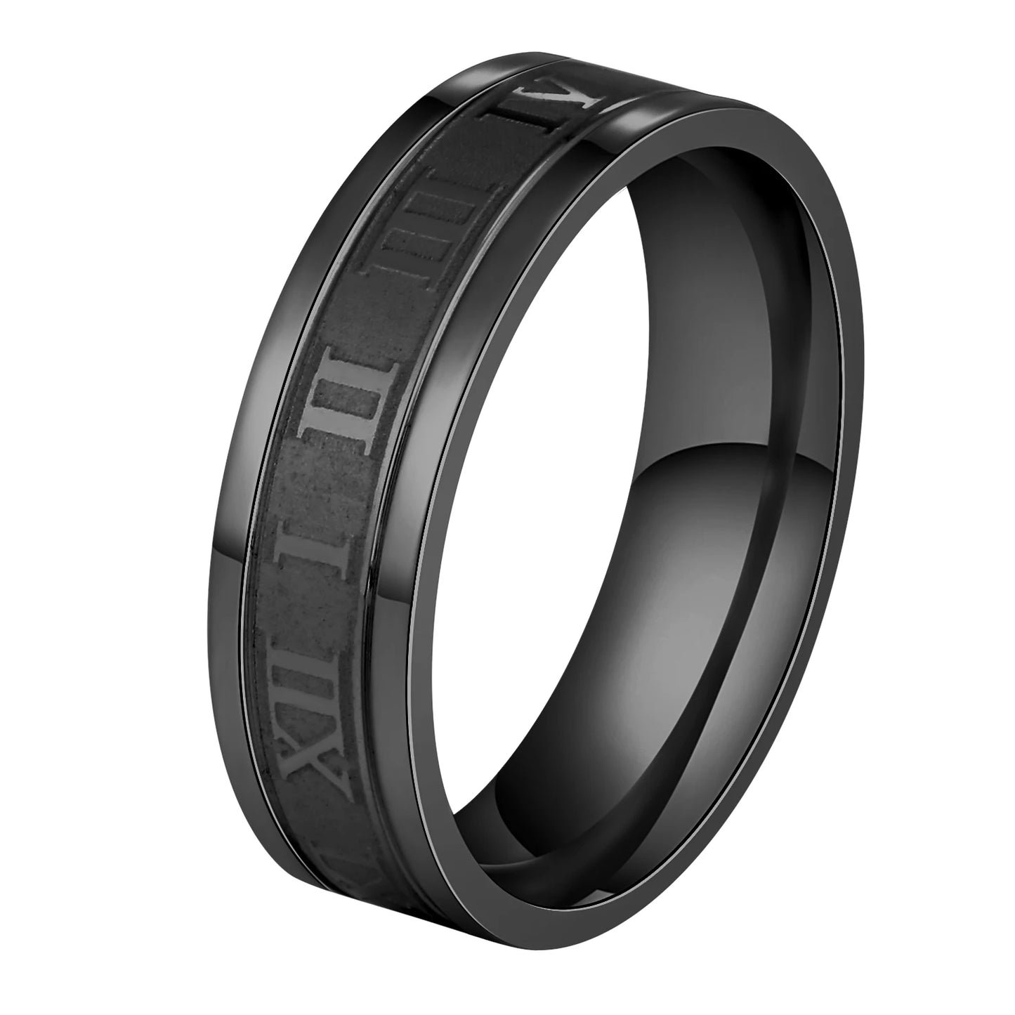 Men's Roman Numbers Stainless Steel Ring