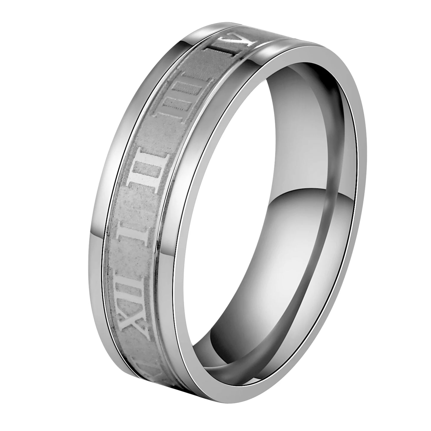 Men's Roman Numbers Stainless Steel Ring