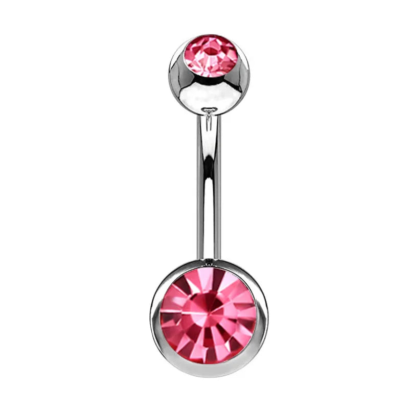 Women's Pink Belly Button Rings Stainless Steel