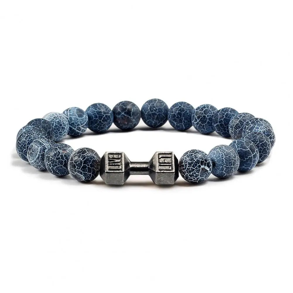 Men's Gym Dumbbells Bracelet Natural Stone