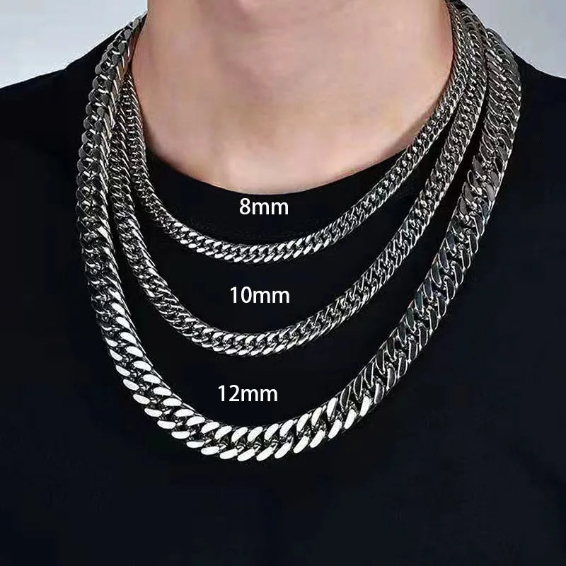 Men's 8mm-14mm Thick Stainless Steel Chain