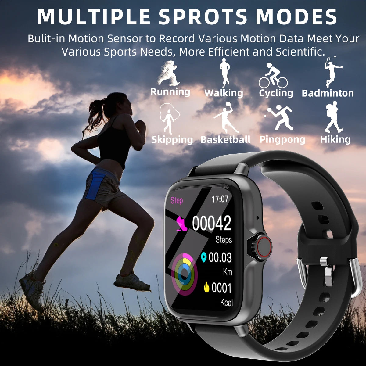 1.83'' Waterproof Smart Watch with Message an Calling Function & Sleep Monitoring