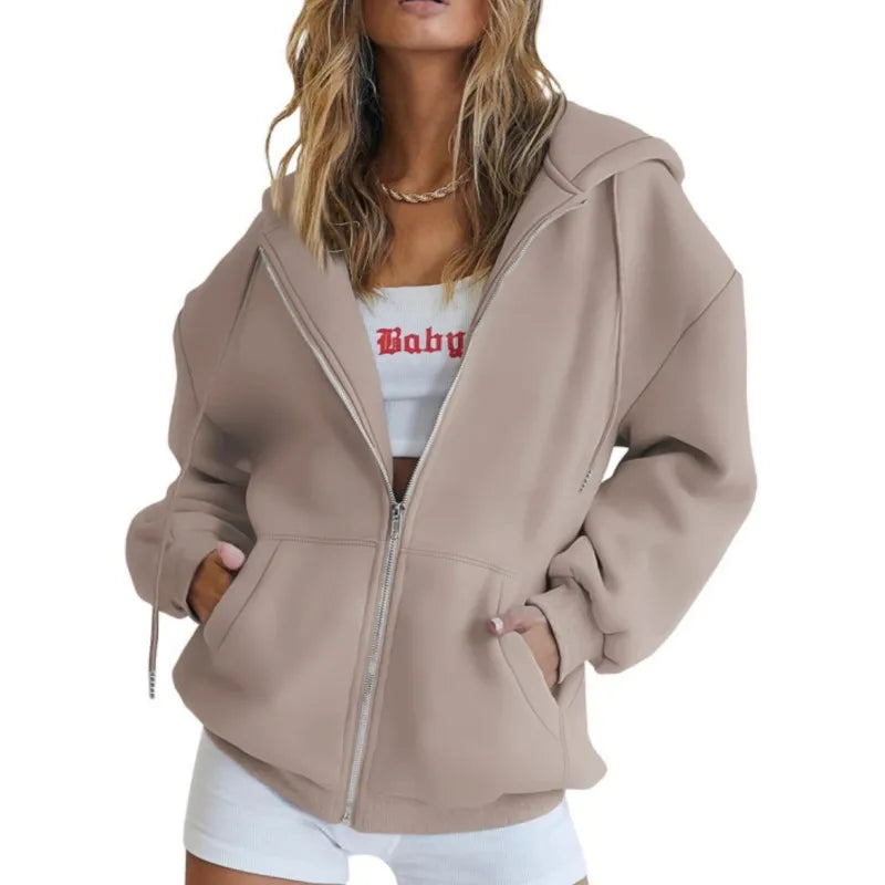 Grey Zip Up Hoodie Women