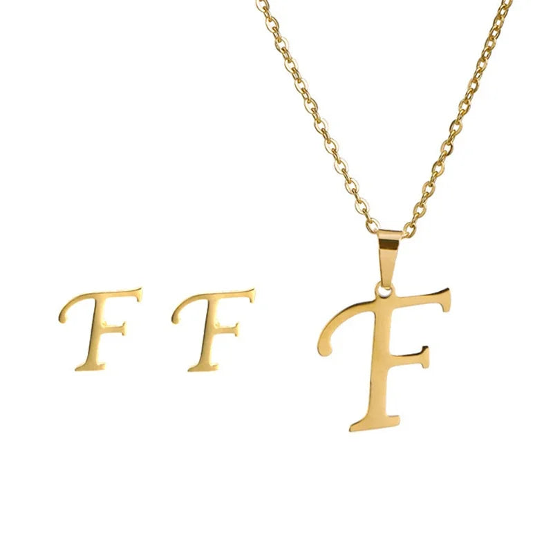 Women's Stainless Steel A-Z Alphabet Initial Necklace