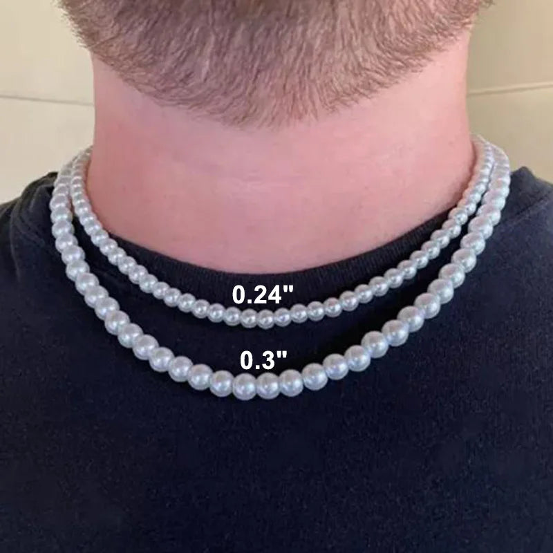 Men's White Pearl Necklace