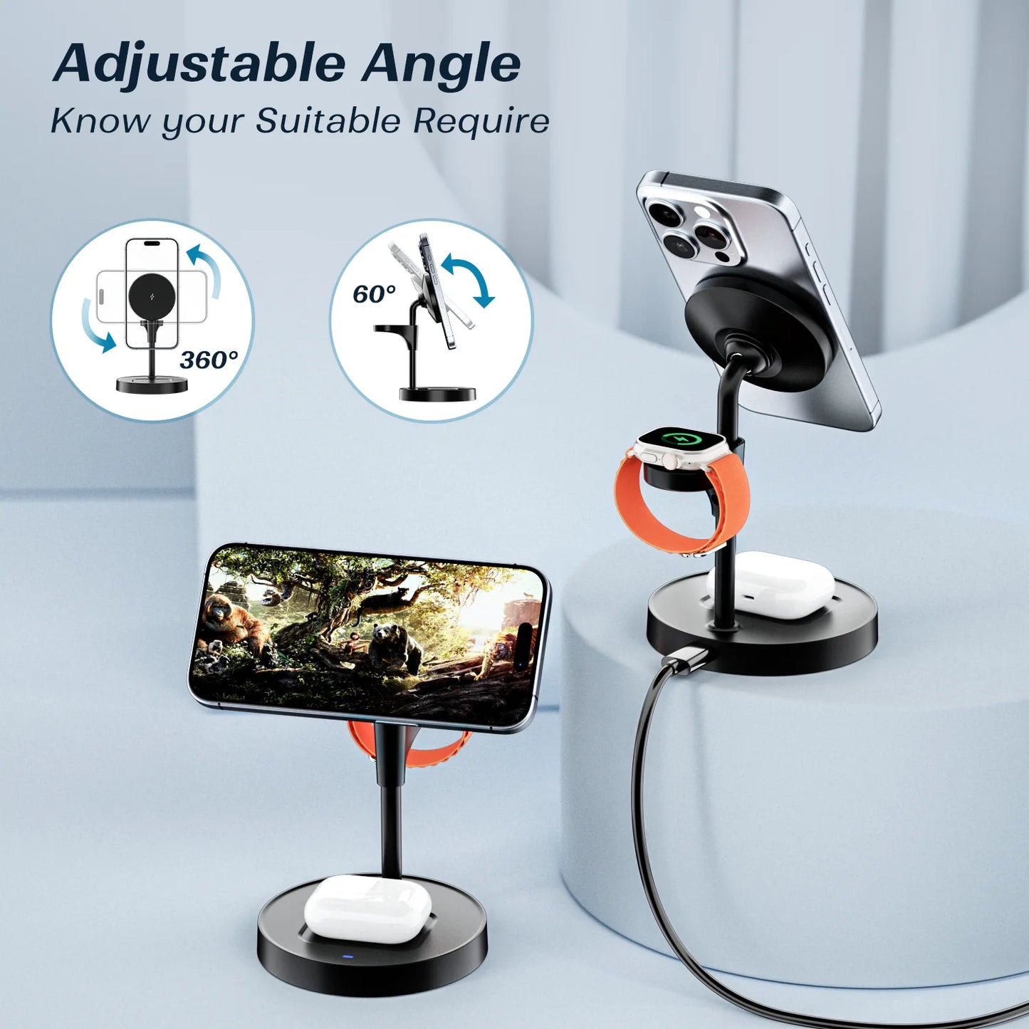 3 in 1 Wireless Charger Stand Magnetic for iPhone