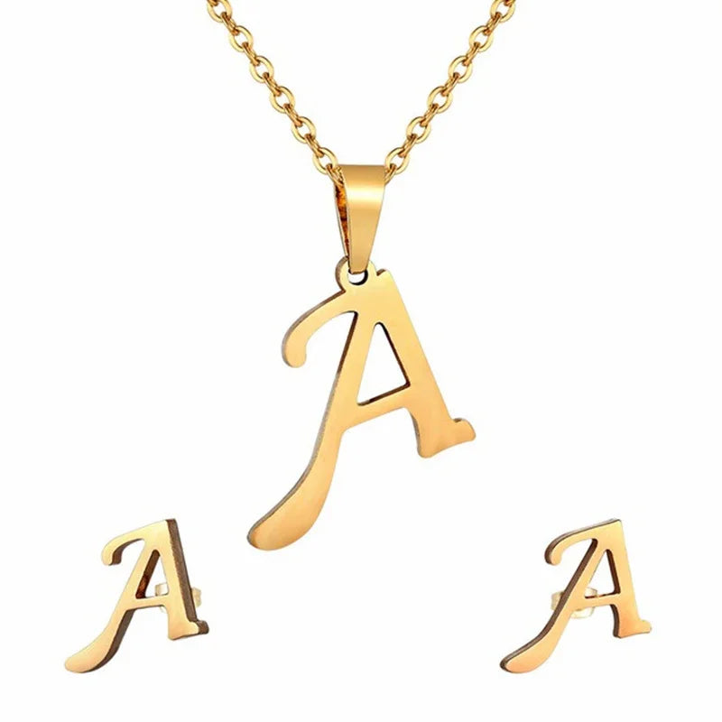 Women's Stainless Steel A-Z Alphabet Initial Necklace