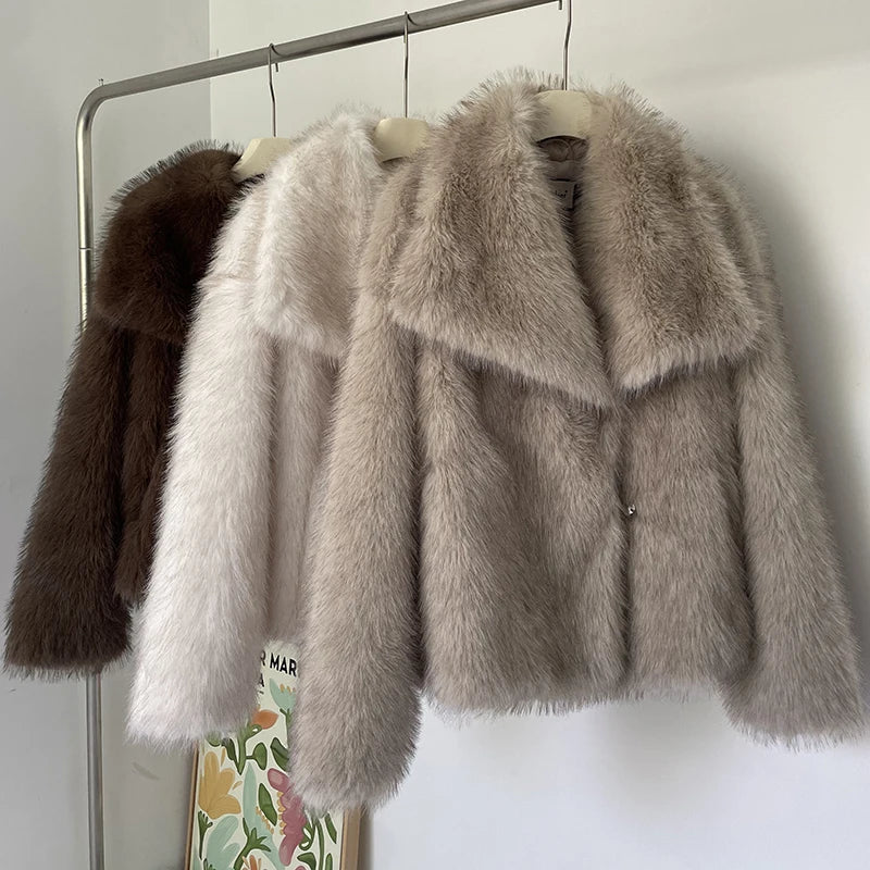 Fluffy Fur Coat Women Luxury