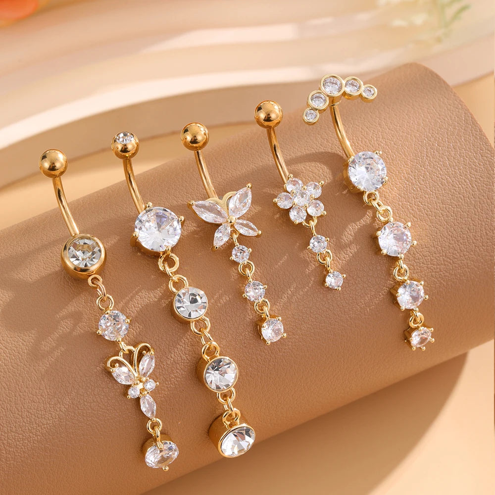 Women's 3-5pcs Belly Button Ring Set