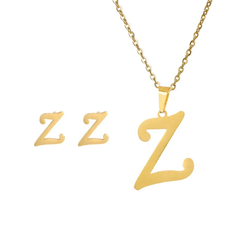 Women's Stainless Steel A-Z Alphabet Initial Necklace