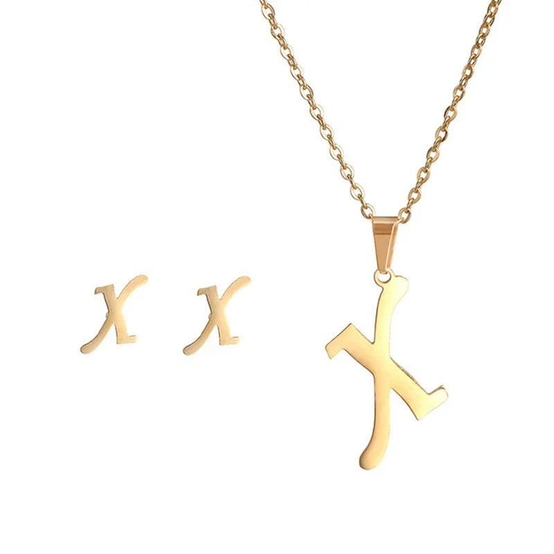 Women's Stainless Steel A-Z Alphabet Initial Necklace