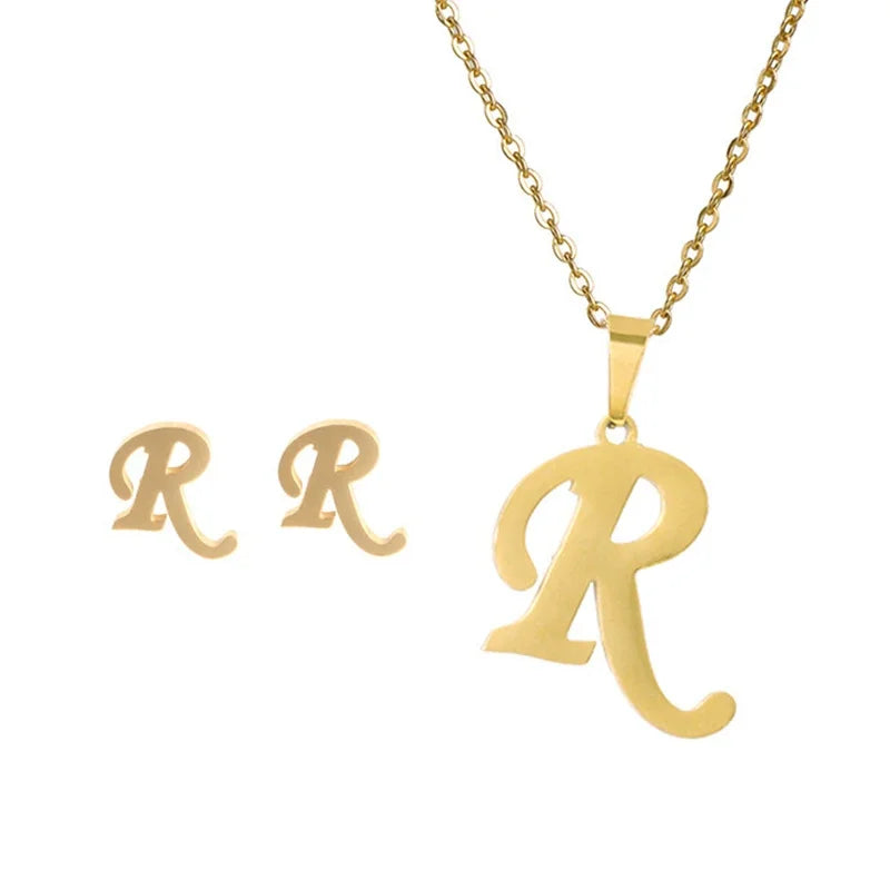 Women's Stainless Steel A-Z Alphabet Initial Necklace