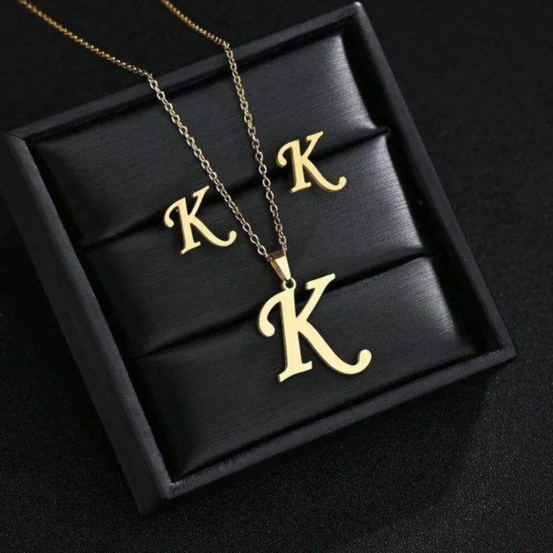 Women's Stainless Steel A-Z Alphabet Initial Necklace