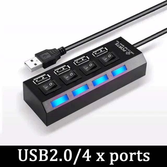 High Speed USB Hub 2.0 Adapter Expander Multi USB Charging Station