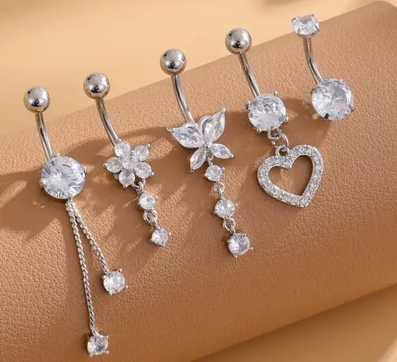 Women's 3-5pcs Belly Button Ring Set