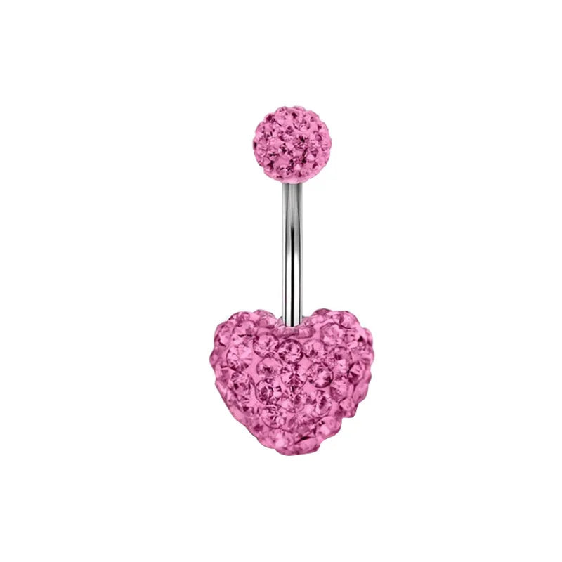 Women's Pink Belly Button Rings Stainless Steel