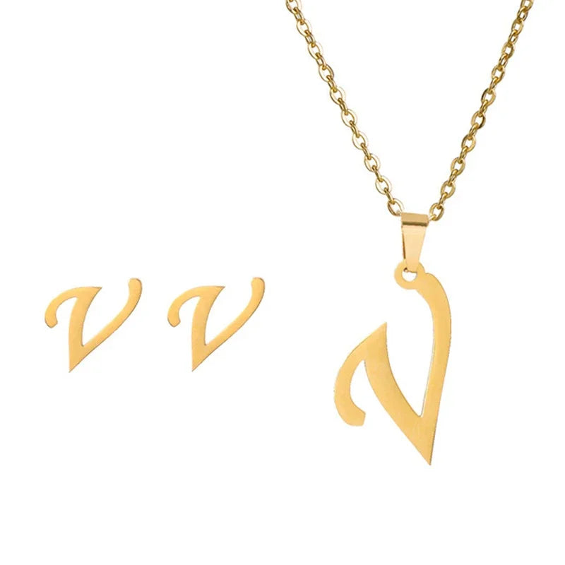 Women's Stainless Steel A-Z Alphabet Initial Necklace