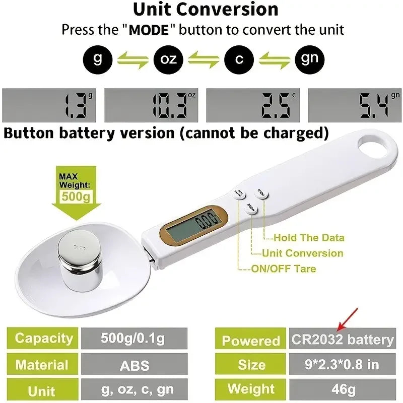 Electronic Kitchen Scale Spoon 0.1g-500g