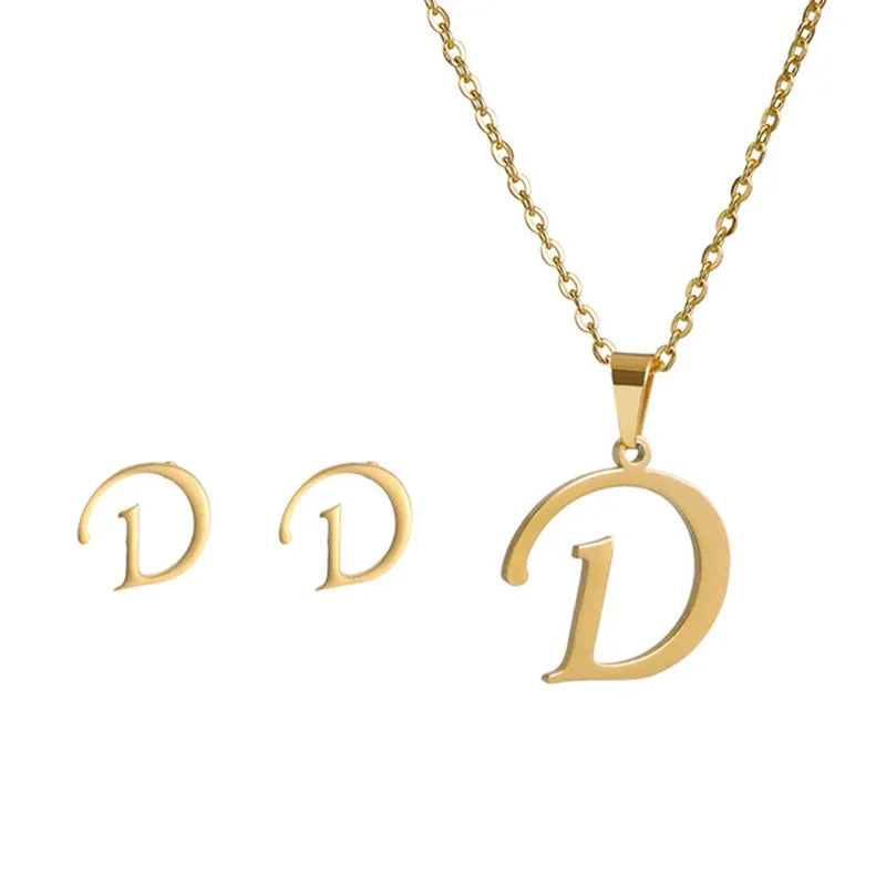 Women's Stainless Steel A-Z Alphabet Initial Necklace