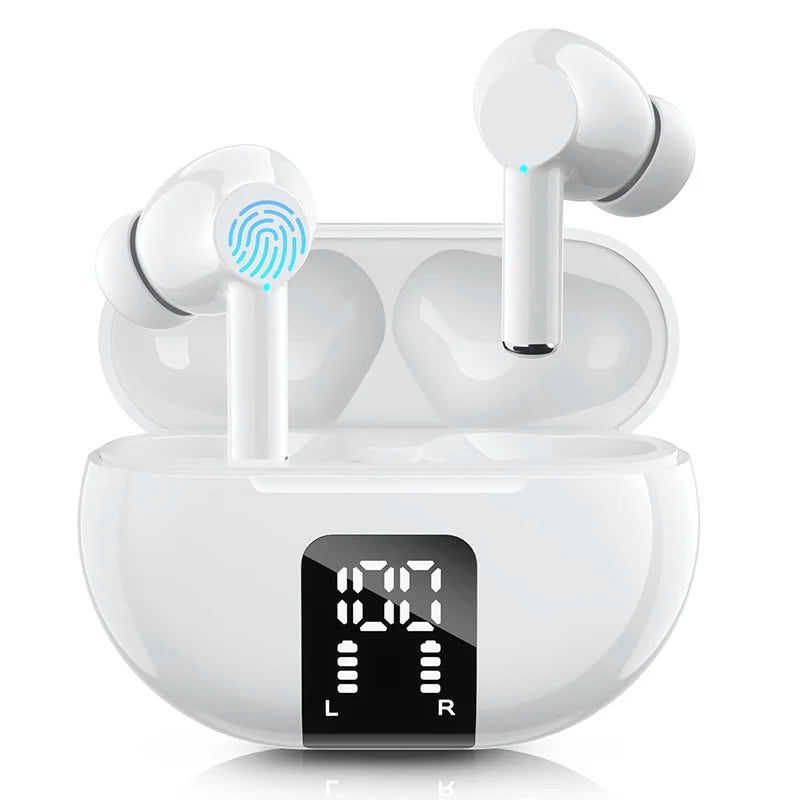 Wireless Earphone Bluetooth 5.3 Headphone 60H LED Power Display Ear Buds Mic Noise Cancellation