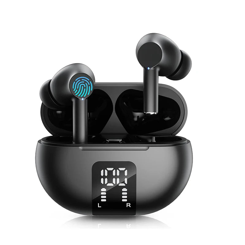 Wireless Earphone Bluetooth 5.3 Headphone 60H LED Power Display Ear Buds Mic Noise Cancellation