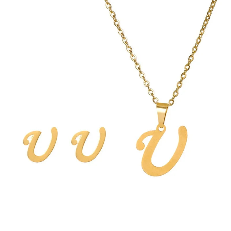 Women's Stainless Steel A-Z Alphabet Initial Necklace