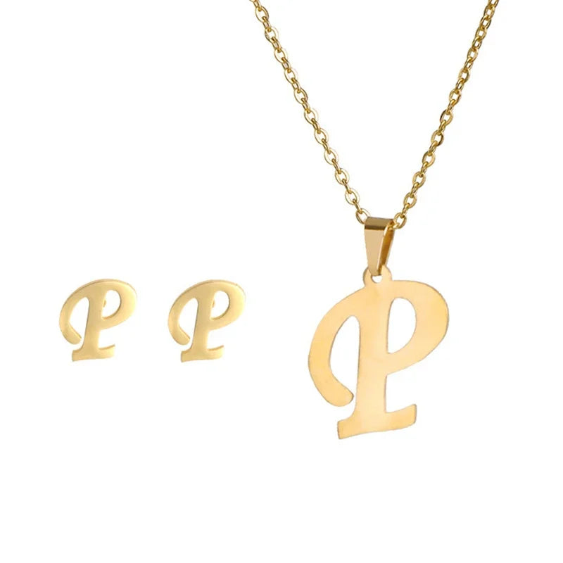 Women's Stainless Steel A-Z Alphabet Initial Necklace