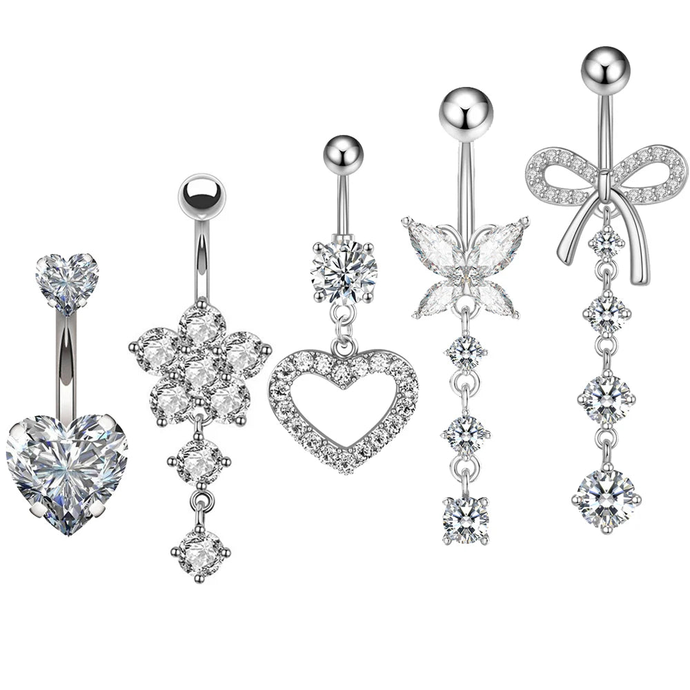 Women's 3-5pcs Belly Button Ring Set