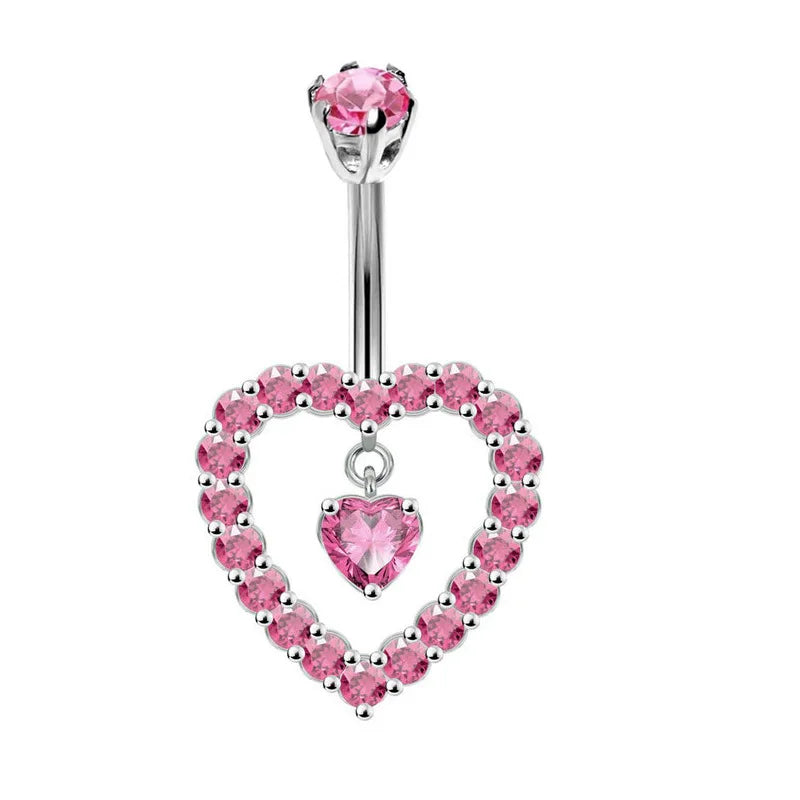 Women's Pink Belly Button Rings Stainless Steel