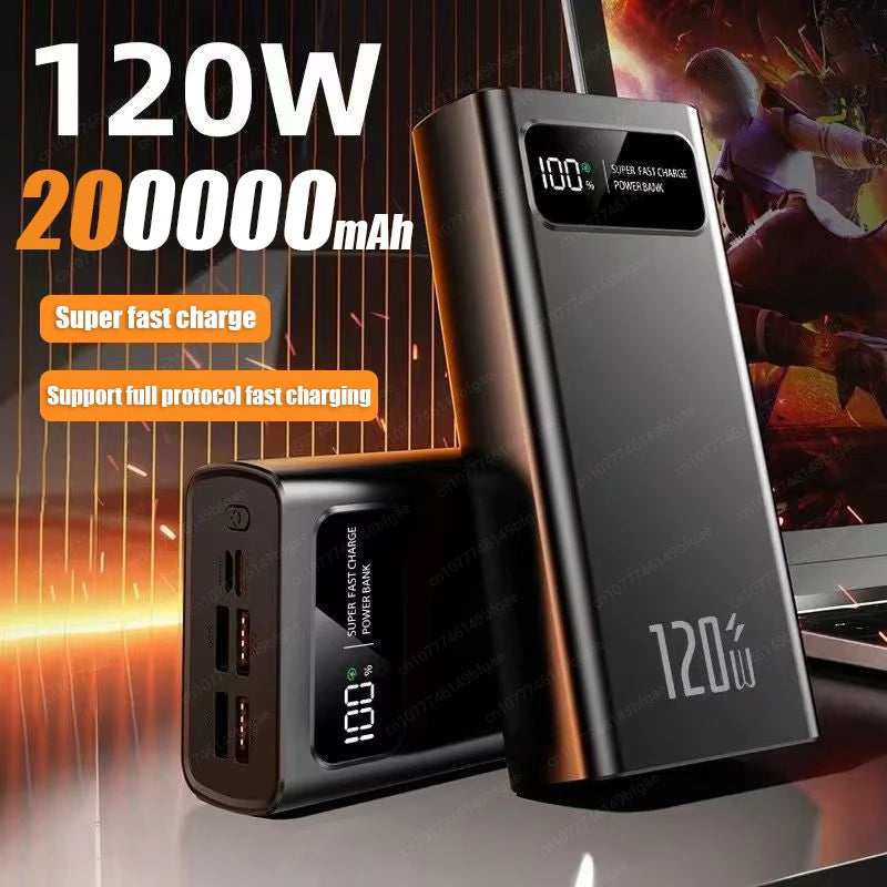 200000mAh Power Bank 120W Super Fast Charging High Capacity