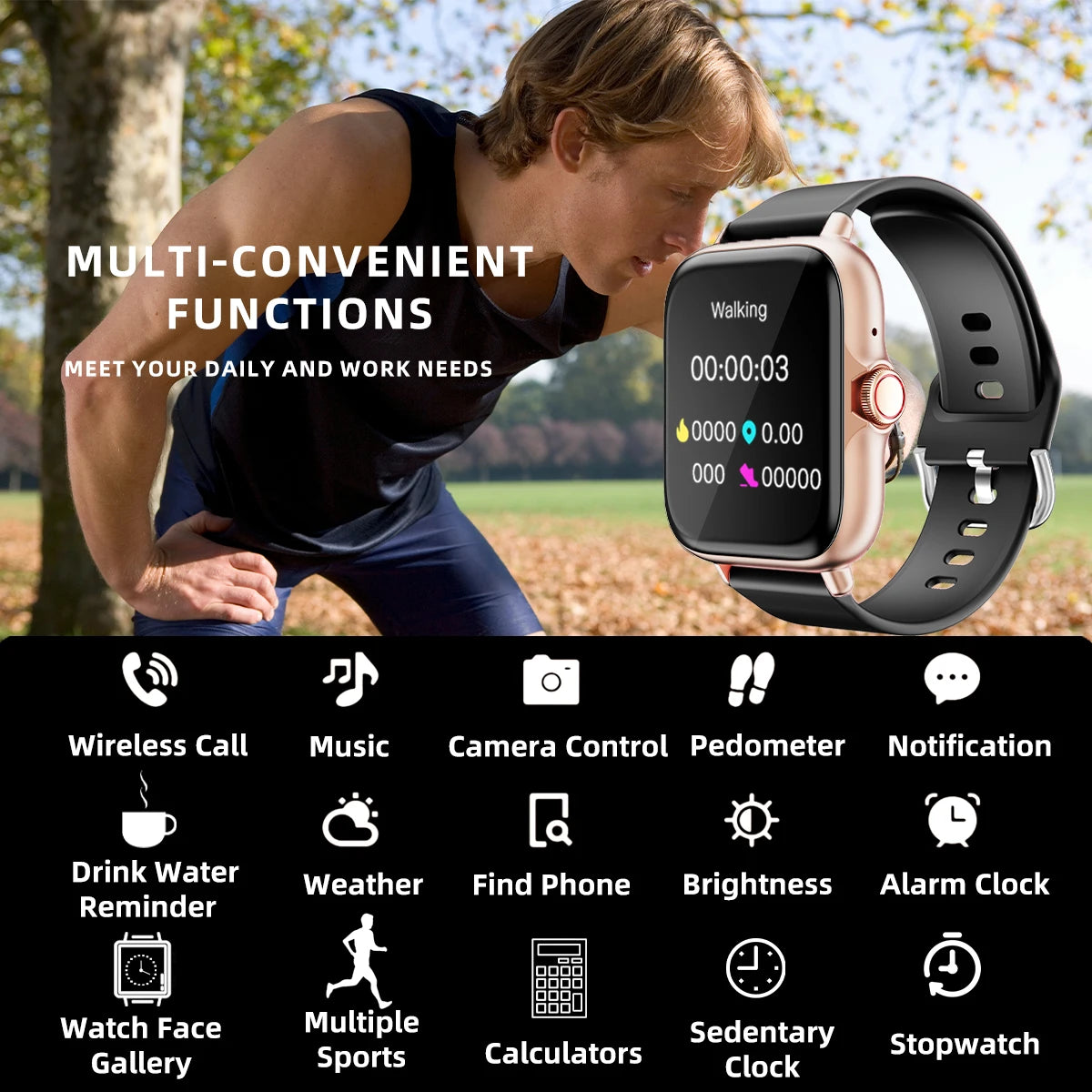 1.83'' Waterproof Smart Watch with Message an Calling Function & Sleep Monitoring