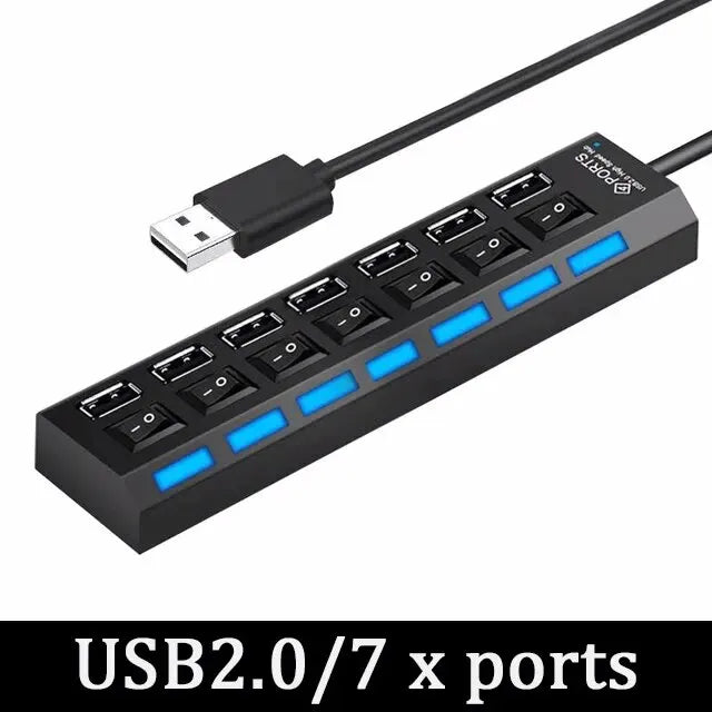 High Speed USB Hub 2.0 Adapter Expander Multi USB Charging Station