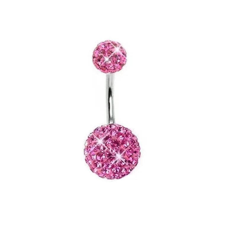 Women's Pink Belly Button Rings Stainless Steel