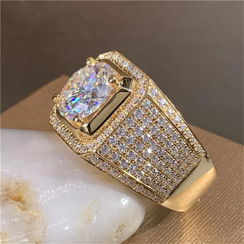 Men's Luxury Golden Diamond Ring