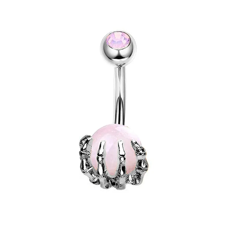 Women's Pink Belly Button Rings Stainless Steel