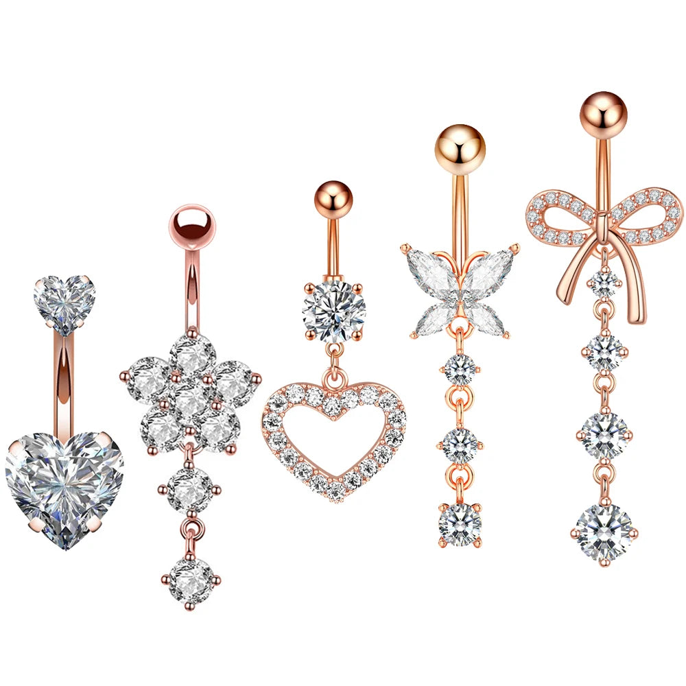 Women's 3-5pcs Belly Button Ring Set