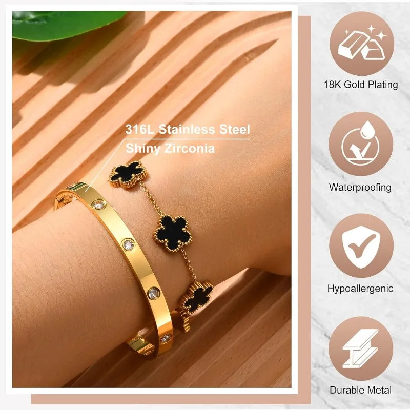 2 Pcs Women's Gold Bracelets Luxury