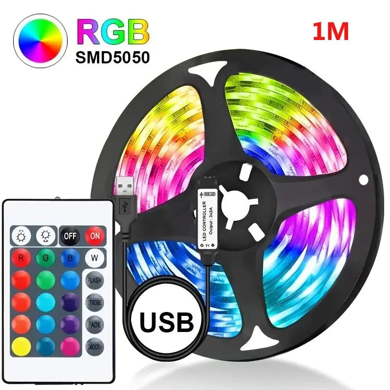 SMD5050 1M/2M/3M USB LED Strip Light TV DC5V LED