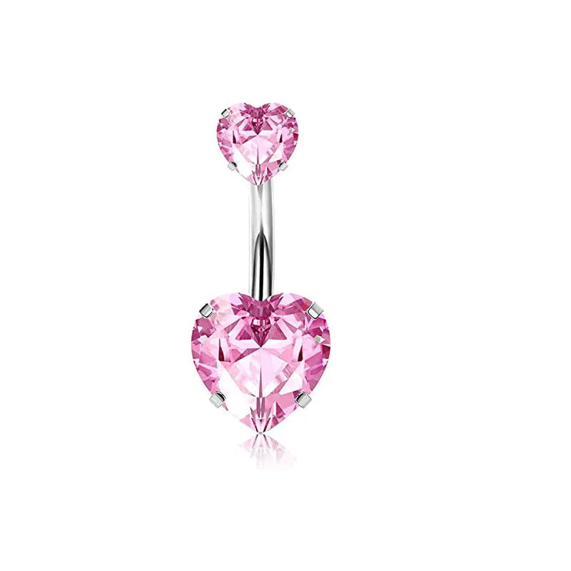 Women's Pink Belly Button Rings Stainless Steel