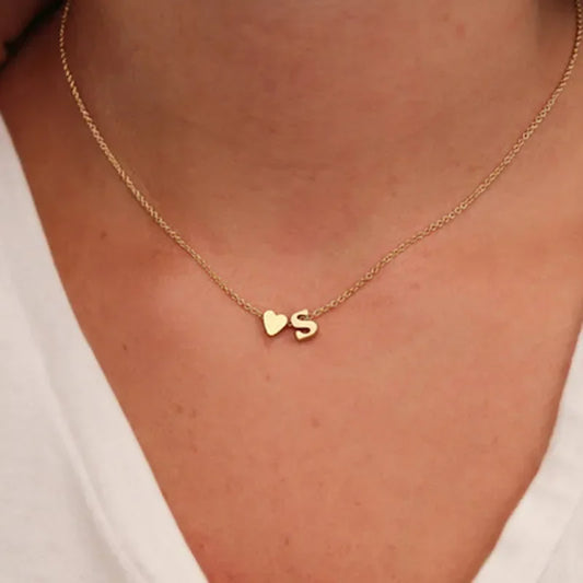 Women's Heart & Initial Necklace