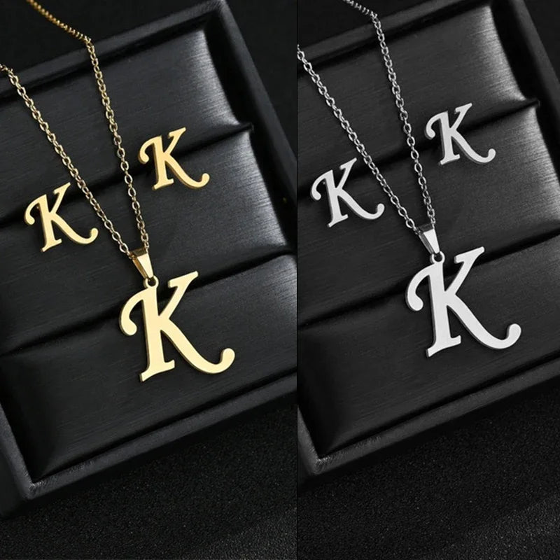 Women's Stainless Steel A-Z Alphabet Initial Necklace