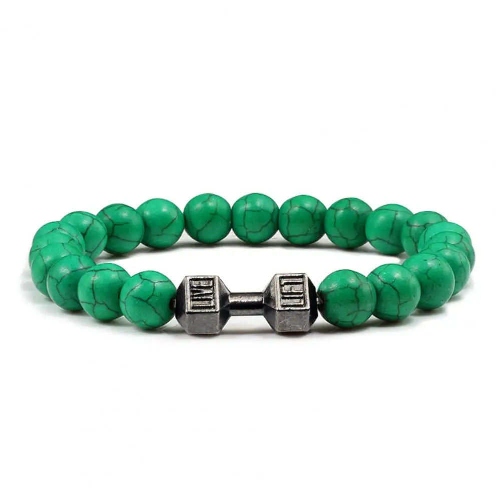 Men's Gym Dumbbells Bracelet Natural Stone