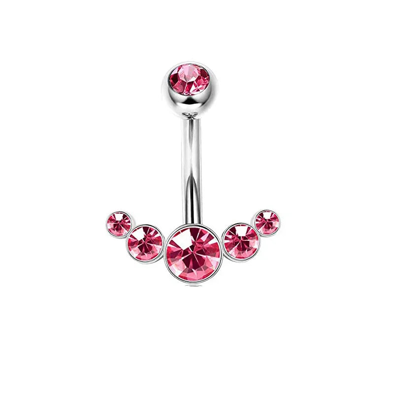 Women's Pink Belly Button Rings Stainless Steel