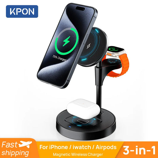 3 in 1 Wireless Charger Stand Magnetic for iPhone