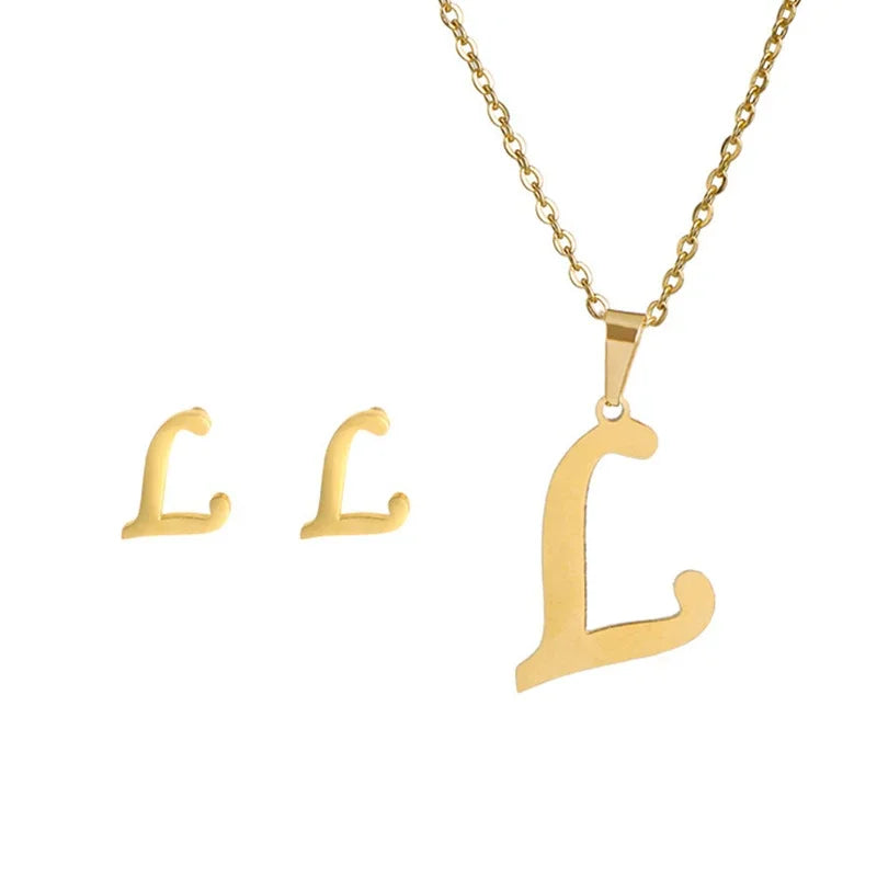 Women's Stainless Steel A-Z Alphabet Initial Necklace