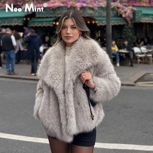 Fluffy Fur Coat Women Luxury