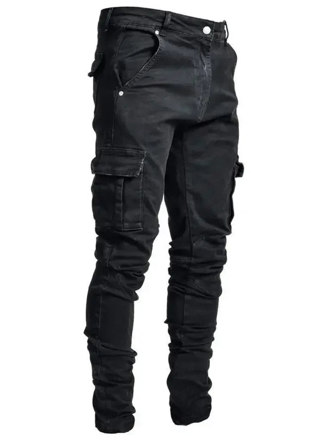 Men's Street Elastic Jeans Denim Cargo Pants