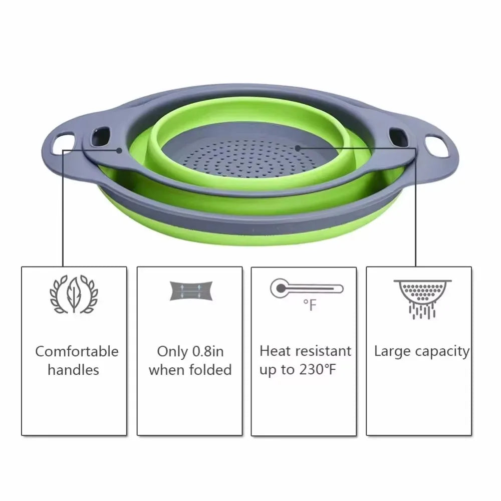 Folding Silicone Drain Basket 2 PCS