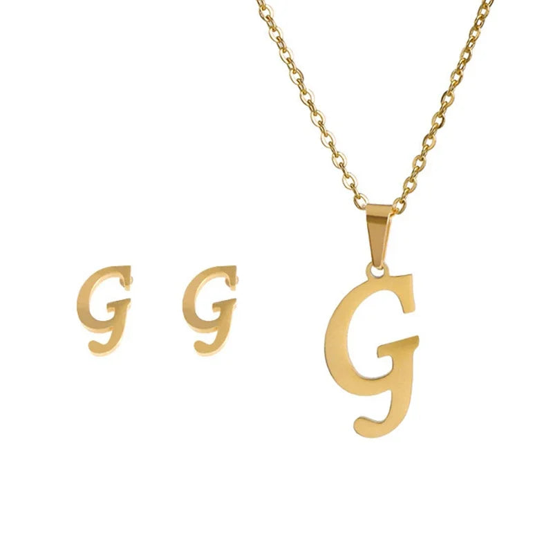 Women's Stainless Steel A-Z Alphabet Initial Necklace