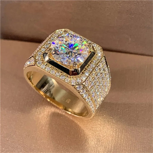 Men's Luxury Golden Diamond Ring